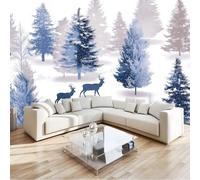 Générique Papier Peint Panoramique Aquarelle Animaux Vintage Forêt Décoration Murale Pour Chambre, Poster Géant Papier Peint Mural Intissé Blanc 200 X 140 Cm Pour Salon Derrière Canapé Fond Tv