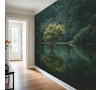 Générique Papier Peint Panoramique Arbre, 150x105 cm | Papier Peint Lac Forêt Vert - Deco Chambre Salon - Fresque Murale - Wallpaper B2049
