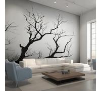 Générique Papier Peint Panoramique Arbre Mort 150x105, Tapisserie Murales Papier Peint Plante Minimalist Décoration Murale Salon, Intissé Wallpaper W45