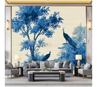 Générique Papier Peint Panoramique Arbres De Forêt Paon 300 x 210 cm Papier Peint Photo Intissé, Romantisme Fresque Murale Tapisserie Décoration, pour Cuisine Salon Chambre à Coucher