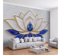 Générique Papier Peint Panoramique Art Oriental Peinte Murale, Or Botanique Floral Feuille Intissé Murale 400L x 280H cm, Photo Fresque pour Salon Chambre d'enfants Restaurant Décoration
