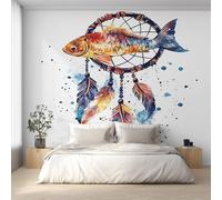Générique Papier Peint Panoramique Attrape-Rêves, Papier Peint Plume Poisson Abstraites 500 x 350 cm, Photo Décoration Murale, Papiers Peints Intissé Décoration Murale Salon Chambre EL&D44