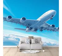 Générique Papier Peint Panoramique Avion D'Aviation Bleu 400x280 cm Papier Peint Intissé Mural, Poster Geant Mural Impression 3D, pour Salon Chambre d'enfants restaurant Décoration Murale