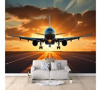 Générique Papier Peint Panoramique Avion Soleil Effet 3D Moderne Mural 500x280 cm Non Tissé Imperméable et Durable Facile à Nettoyer Pas de Support Adhésif pour Café Couloir Chambre d'enfants Hôtel