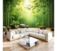 Générique Papier Peint Panoramique Bambou Forêt Intissé Poster Fresque Murale 3D Zen Pierre Décoration Murale Art Wallpaper pour Salon Cuisine Bureau Chambre d'enfant 300x210 cm R1227