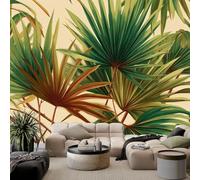 Générique Papier Peint Panoramique Beige, Papier peint Mural photo intissé Surréaliste Simple Bohème Feuilles De Palmier - Fresque Murale pour Salon et Chambre à Coucherr 150 x 105 cm (L x H)