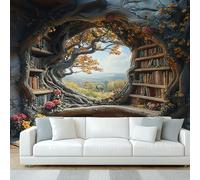 Générique Papier Peint Panoramique Bibliothèque, Papier Peint Arbre Fantastique, Fresque Murale, Decoration Chambre Salon, 400 x 280 cm