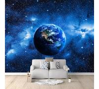 Générique Papier Peint Panoramique Bleu, 3D Peinte Nébuleuse Spatiale De La Terre Intissé Murale, 350 x 256 cm (W x H) Photo Murale pour Salon Chambre d'enfants restaurant Décoration Murale
