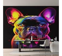 Générique Papier Peint Panoramique Bouledogue Français, Papier Peint Chien Fluo Coloré Fond pour Chambre Wallpaper, Fresque Murale pour Salon Salle Deco Murale, 100x70cm D&O92