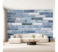 Générique Papier Peint Panoramique Brique Bleu, Papier Peint Brique Pierre Rustique Fond pour Chambre Wallpaper, Fresque Murale pour Salon Salle Deco Murale, 100x70cm D&O144