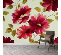 Générique Papier peint panoramique broderie plantes floral, photo mural moderne 200L x 140H cm - Papier peint décoration de maison style vintage pour salon, chambre, chambre des enfants, bureau