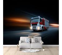 Générique Papier Peint Panoramique Camion De Pompiers 500x280 cm Papier Peint Intissé Mural, Poster Geant Mural 3D, pour Salon Chambre d'enfants restaurant Décoration Murale