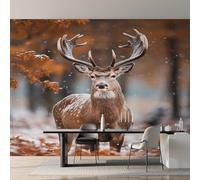 Générique Papier Peint Panoramique Cerf Sika, Papier Peint Chasse Élan Animaux Sauvages Fond pour Chambre Wallpaper, Fresque Murale pour Salon Salle Deco Murale, 200x140cm D&O87