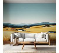 Générique Papier Peint Panoramique Champ de Blé, Papier Peint Ferme Rurale Paysage Fond pour Chambre wallpaper, Fresque Murale pour Salon Salle Deco Murale, 152x104cm D&O18