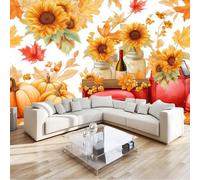 Générique Papier Peint Panoramique Champêtre Tournesol Citrouille Camion Camel, Poster Mural Géant Intissé, Tapisserie pour Décoration Salon et Chambre d'Enfants 400 x 280 cm
