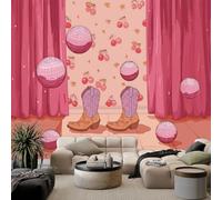 Générique Papier Peint Panoramique Chaussures Roses Flottant Boule de Disco Papier Peint Rose, Fresque Murale Intissée - Décoration Murale Pour Salon Chambre D'Enfants Restaurant Bureau 300 x 210 cm