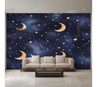 Générique Papier Peint Panoramique Ciel Étoilé, Papier Peint Lune Étoiles Galaxie 350 x 250 cm, Photo Décoration Murale, Papiers Peints Intissé Décoration Murale Salon Chambre EL&D38