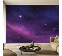 Générique Papier Peint Panoramique Ciel Étoilé, Papier Peint Univers Violet Fond pour Chambre Wallpaper, Fresque Murale pour Salon Salle Deco Murale, 500x350cm D&O184