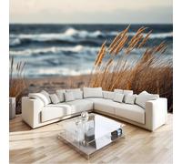 Générique Papier Peint Panoramique Ciel Plage Vagues 400 X 280 Cm, Décoration Murale Plages Prairies Pour Salon Chambre À Coucher, Multicoloretapisserie Murales Papier Peint Intissé