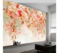 Générique Papier Peint Panoramique Composition Florale Aquarelle Fraîcheur Art 200 x 140 cm, Tapisserie Murales Papier Peint - Décoration Murale pour Salon Couloir Intissé Wallpaper Rose