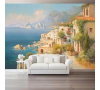Générique Papier Peint Panoramique Côte Littoral Îles, 350 x 256 cm Papier Peint Intissé Mural, Poster Geant Mural 3D - Bleu pour Salon Chambre D'enfants Personnalisé Décoration Murale