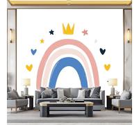 Générique Papier Peint Panoramique Cœurs Arc En Ciel Étoiles 500 x 280 cm Fresque Murale, Bohème Intissé Murale Moderne - Pour Salon Chambre D'Enfants Restaurant Papier Peint Intissé