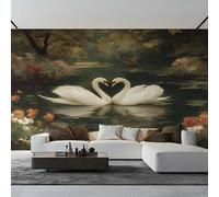 Générique Papier Peint Panoramique Cygne Blanc, Papier Peint Impressionnisme Étang Cygne 350 x 250 cm, Photo Décoration Murale, Papiers Peints Intissé Décoration Murale Salon Chambre EL&D59