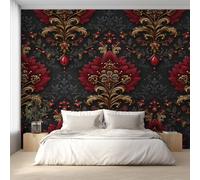 Générique Papier Peint Panoramique Damas Baroque, Papier Peint Floral Vintage Fond pour Chambre Wallpaper, Fresque Murale pour Salon Salle Deco Murale, 300x210cm D&O117