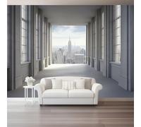 Générique Papier Peint Panoramique - Décoration Murale Blanc Perspective Architecturale Minimaliste Effet 3D - Tapisserie Murale Intissé pour Salon et Chambre,250 x 175(WxH)