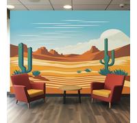 Générique Papier Peint Panoramique Désert Plantes Succulentes, Papier Peint Cactus Occidental Fond pour Chambre wallpaper, Fresque Murale pour Salon Salle Deco Murale, 152x104cm D&O20