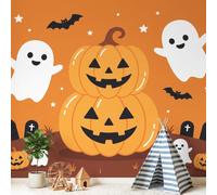 Générique Papier Peint Panoramique Dessin animé Halloween 450x315cm Poster | Murale,Papier Peint Panoramique Intissé Paysage Lanterne citrouille Fantôme pour Salon Chambre Tête de lit
