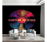 Générique Papier Peint Panoramique Disque Vinyle Minimaliste Poster Geant Mural Personnalisé 3D Papier Peint Pour Salon Chambre D'Enfant Décoration Murale, Disques Musicaux Murales 390x260cm(L x H)