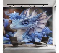 Générique Papier Peint Panoramique Dragon Bleu, Papier Peint Dragon Animal Fantastique 500 x 350 cm, Photo Décoration Murale, Papiers Peints Intissé Décoration Murale Salon Chambre EL&D66