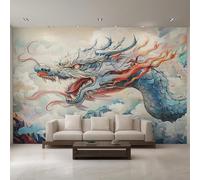 Générique Papier Peint Panoramique Dragon Chinois, Papier Peint Dragon Animaux Mythique 200 x 140 cm, Photo Décoration Murale, Papiers Peints Intissé Décoration Murale Salon Chambre EL&D54