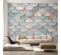 Générique Papier Peint Panoramique Écailles de Sirène, Papier Peint Écailles de Poisson Fille pour Chambre, Décoration Murale pour Salon, 300 x 250 cm (L x H) Poster Mural & Wallpaper K-MZ&10