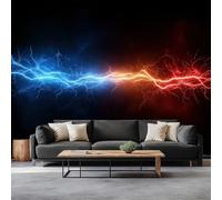 Générique Papier Peint Panoramique Éclairs Bleus Et Rouges 250 x 175 cm Fresque Murale, Style Hyperréaliste Intissé Murale Moderne - Pour Salon Chambre D'Enfants Restaurant Papier Peint Intissé