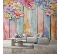Générique Papier Peint Panoramique Effet Bois Coloré, Papier Peint Rustique Vintage, Fresque Murale, Decoration Chambre Salon, 450 x 260 cm L&OP11