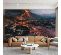 Générique Papier Peint Panoramique Éruption Volcanique, Papier Peint Magma Man Cave Fond pour Chambre Wallpaper, Fresque Murale pour Salon Salle Deco Murale, 250x175cm D&O212