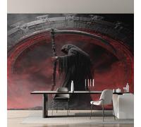 Générique Papier Peint Panoramique Faucheuse, Papier Peint Squelette Gothique Noir Rouge pour Chambre, Décoration Murale pour Salon, 280 x 200 cm (L x H) Poster Mural & Wallpaper K-MZ&23