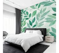Générique Papier Peint Panoramique Feuille Vert, Papier Peint Feuilles Plantes Botanique Fond pour Chambre Wallpaper, Fresque Murale pour Salon Salle Deco Murale, 500x350cm D&O90