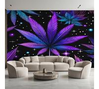 Générique Papier Peint Panoramique Feuille Violet, Papier Peint Feuilles de Cannabis Fond pour Chambre Wallpaper, Fresque Murale pour Salon Salle Deco Murale, 350x256cm D&O48