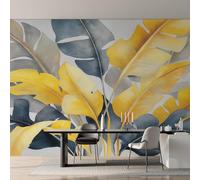 Générique Papier Peint Panoramique Feuilles de Bananier Tropicale, Papier Peint Feuille Simple Moderne pour Chambre, Décoration Murale pour Salon, 366 x 254 cm (L x H) Poster Mural & Wallpaper K-MZ&14