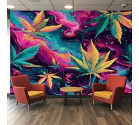 Générique Papier Peint Panoramique Feuilles de Marijuana Weed Cannabis - Papier Peint Feuille - Deco Chambre Salon - Fresque Murale - Wallpaper - 450x260 cm A-582