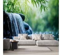 Générique Papier Peint Panoramique Feuilles Rivière Intissé Poster Tableaux Murale 3D 450x315 cm Zen Nature Wallpaper pour Salon Chambre D'Enfant Restaurant Couloir TV Fond Décoration H1182