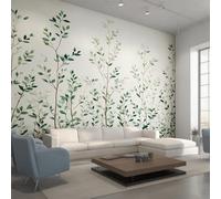 Générique Papier Peint Panoramique Feuilles Vertes 350x256, Tapisserie Murales Papier Peint Branches Plante Botanique Décoration Murale Salon, Intissé Wallpaper W&55