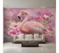 Générique Papier Peint Panoramique Flamant, Papier Peint Fleur Coloré Fond pour Chambre Wallpaper, Fresque Murale pour Salon Salle Deco Murale, 200x140cm D&O46