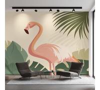 Générique Papier Peint Panoramique Flamant Rose, Papier Peint Animaux Plantes Feuilles Fond pour Chambre Wallpaper, Fresque Murale pour Salon Salle Deco Murale, 250x175cm D&O93