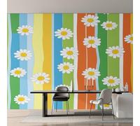 Générique Papier Peint Panoramique Fleur de Marguerite, Papier Peint Rainbow Ondulé Groovy pour Chambre, Décoration Murale pour Salon, 450 x 315 cm (L x H) Poster Mural & Wallpaper K-MZ&20