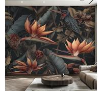 Générique Papier Peint Panoramique Fleur d'Oiseau de Paradis 300x210, Tapisserie Murales Papier Peint Colibri Tropical Décoration Murale Salon, Intissé Wallpaper W26