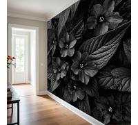 Générique Papier Peint Panoramique Fleur Noir, 200x140 cm | Papier Peint Fleurs 3D - Deco Chambre Salon - Fresque Murale - Wallpaper B1831